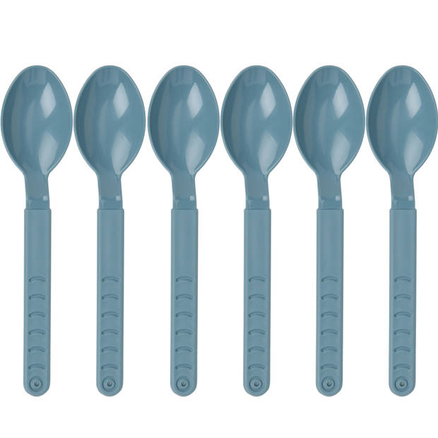 Excellent Houseware Lepels - 20x stuks - blauw - kunststof - 18 cm - herbruikbaar - Eetlepels