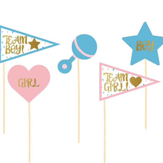 Fiestas gender reveal foto prop set - 8-delig - babyshower thema feest - photo booth - Fotoprops