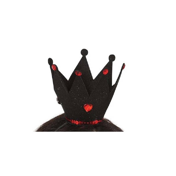 Fiestas Verkleed diadeem kroon - zwart - mini hoedje - meisjes/dames - boze koningin - Verkleedhoofddeksels