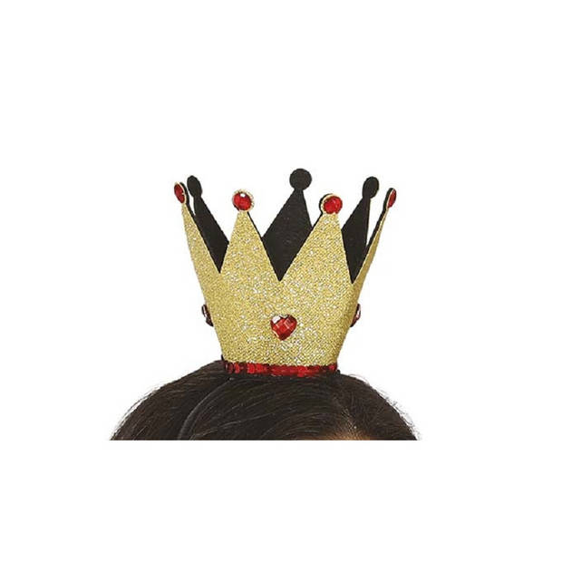 Fiestas Verkleed diadeem kroon - goud - mini hoedje - meisjes/dames - boze koningin - Verkleedhoofddeksels