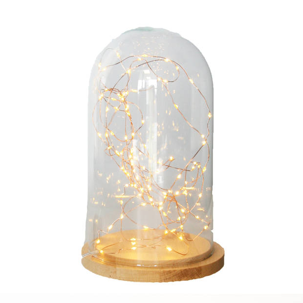 Decoratie stolp H25 cm- met draadverlichting koper -warm wit -100 leds - Decoratieve stolpen