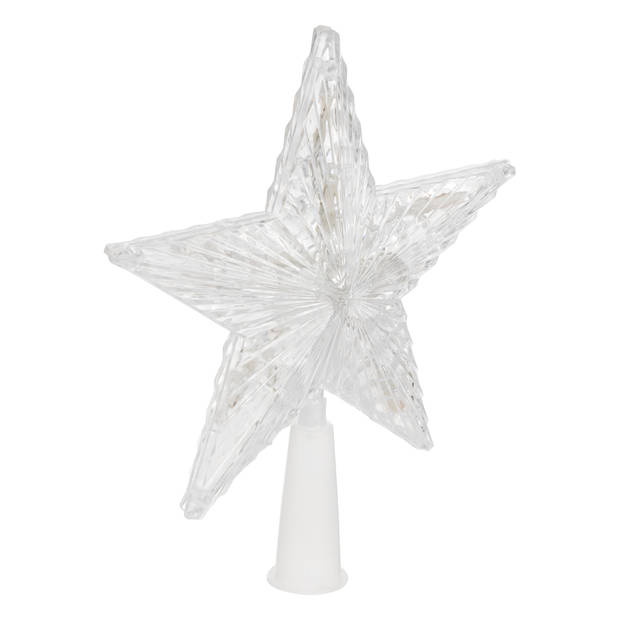 Feeric lights and christmas ster piek - met licht - kunststof - 19 cm - kerstboompieken