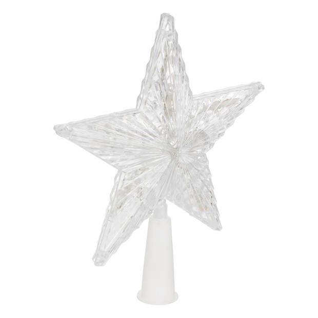 Feeric lights and christmas ster piek - met licht - kunststof - 20 cm - kerstboompieken