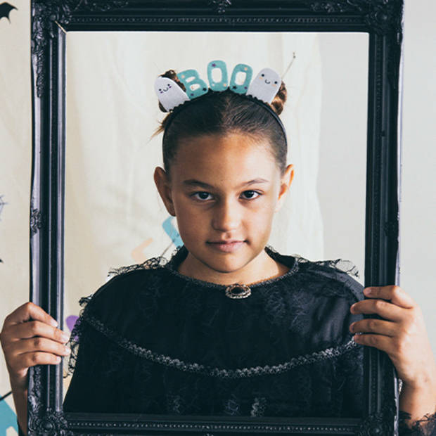 Folat Halloween thema verkleed diadeem - one size - zwart/blauw - kinderen - Verkleedhoofddeksels