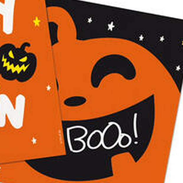 Halloween thema feest servetten - 20x - pompoen print - papier - 33 x 33 cm - Feestservetten