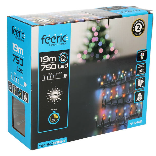 Feeric lights and christmas kerstverlichting gekleurd -18 m -750 leds - Kerstverlichting kerstboom