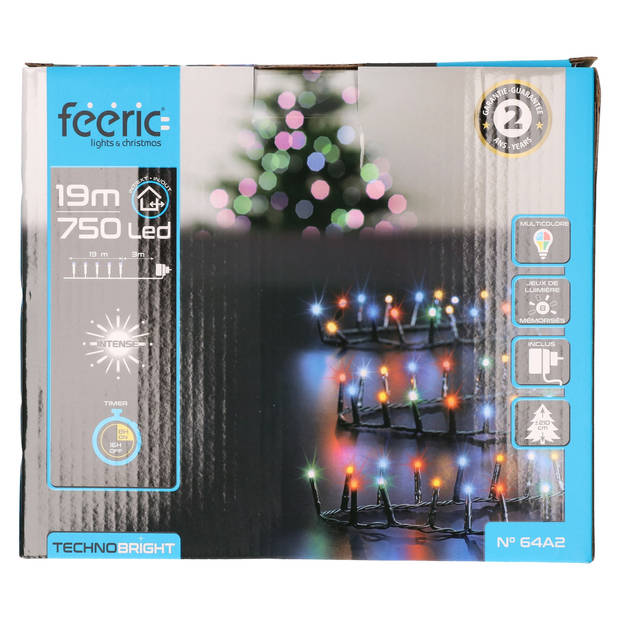 Feeric lights and christmas kerstverlichting gekleurd -18 m -750 leds - Kerstverlichting kerstboom