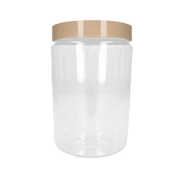 Voorraadpot/bewaarpot - 2x - 450 ml - kunststof - beige - B7 x H13 cm - Voorraadpot