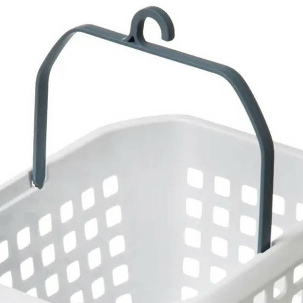 Wasknijpers ophang mandje/bakje - wit - met 40x plastic soft grip knijpers - knijperszakken