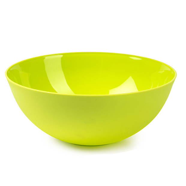 Salade serveer schaal - groen - kunststof - Dia 25 cm - inclusief sla couvert/bestek - Serveerschalen