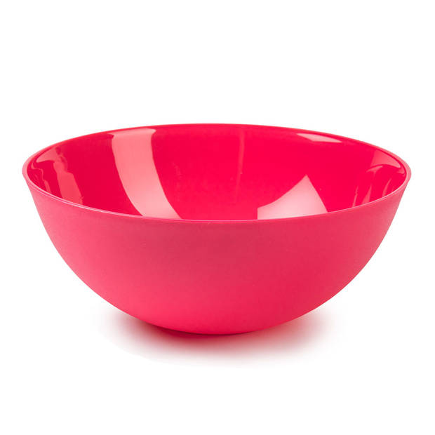 Plasticforte Serveerschaal/Saladeschaal - 2x - D25 x H10 cm - kunststof - fuchsia roze - 2,5 liter - Serveerschalen