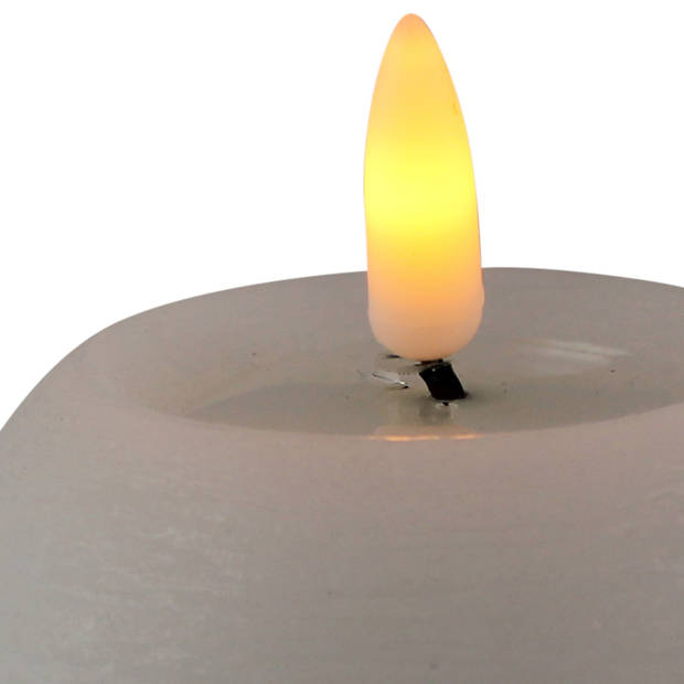 LED kaarsen/bolkaarsen - 2x- rond - zwart en wit -D8 x H7,5 cm - LED kaarsen