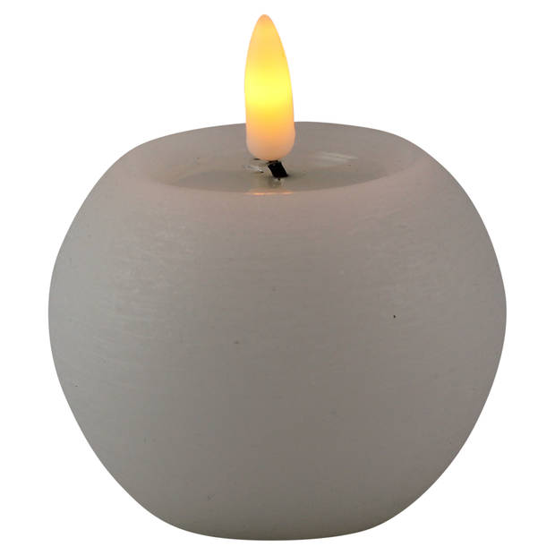 Magic Flame LED kaarsen/bolkaarsen - 2x st - rond - wit - D8 x H7,5 cm - LED kaarsen