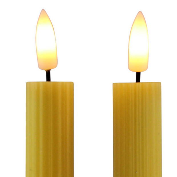 Magic Flame LED dinerkaarsen - 4x st - geel - 25,5 cm - LED kaarsen