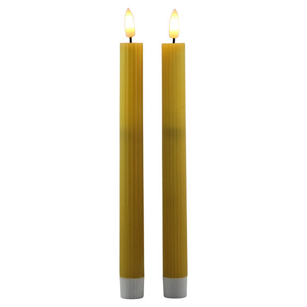 Magic Flame LED dinerkaarsen - 2x st - geel - 25,5 cm - LED kaarsen