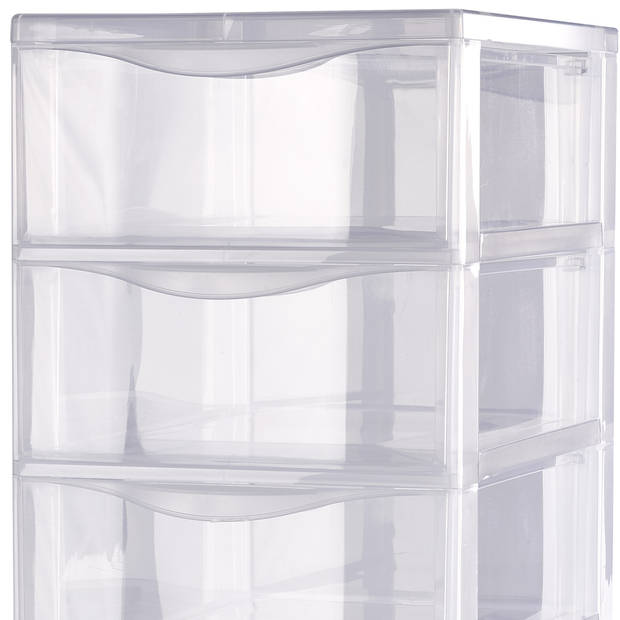 Plasticforte Ladeblokje/bureau organizer 3x lades - transparant - L18 x B25 x H25 cm - Ladeblok