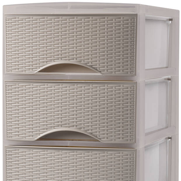 Plasticforte Ladeblokje/bureau organizer 3x lades - beige - L18 x B25 x H33 cm - Ladeblok