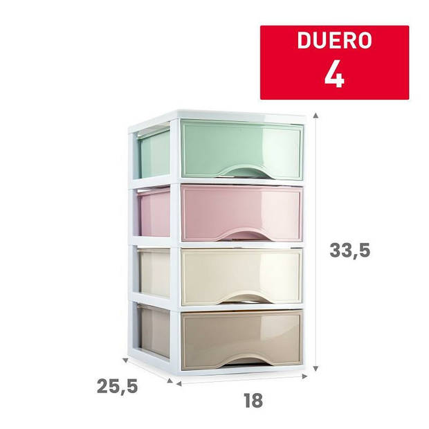 Plasticforte Ladeblokje/bureau organizer 4x lades - multi kleur - L18 x B25 x H33 cm - Ladeblok