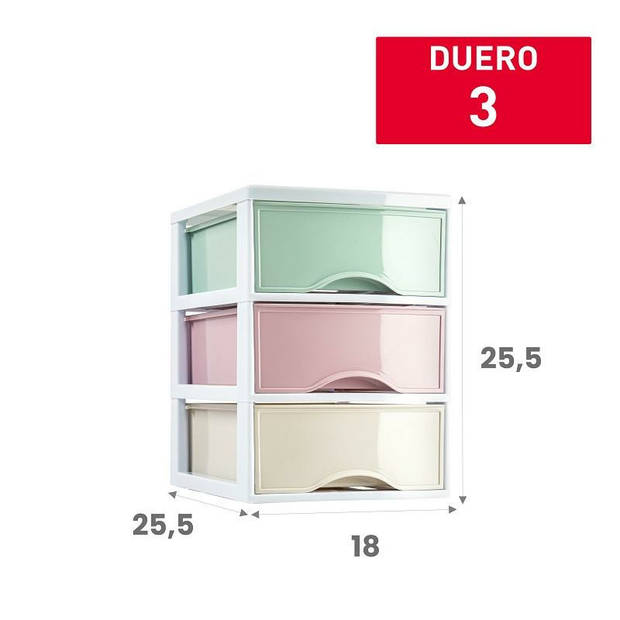 Plasticforte Ladeblokje/bureau organizer 3x lades - multi kleuren - L18 x B25 x H25 cm - Ladeblok