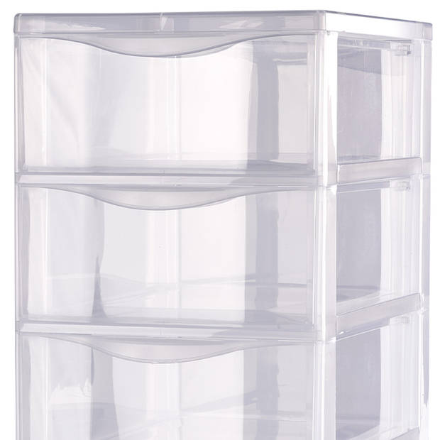 Plasticforte Ladeblokje/bureau organizer 4x lades - transparant - L18 x B25 x H33 cm - Ladeblok