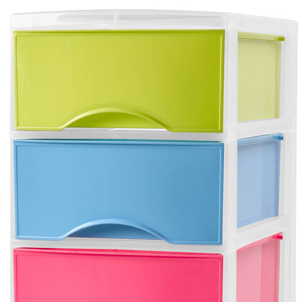 Plasticforte Ladeblokje/bureau organizer 4x lades - multi kleur - L18 x B25 x H33 cm - Ladeblok