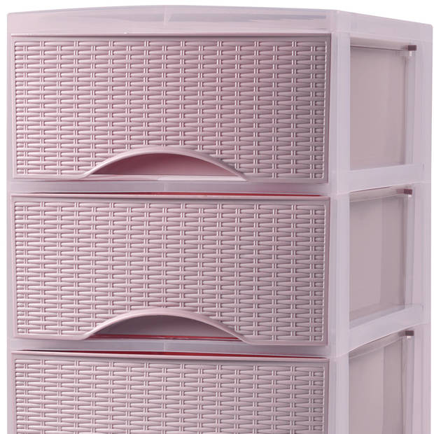 Plasticforte Ladeblokje/bureau organizer 4x lades - roze - L18 x B25 x H33 cm - Ladeblok