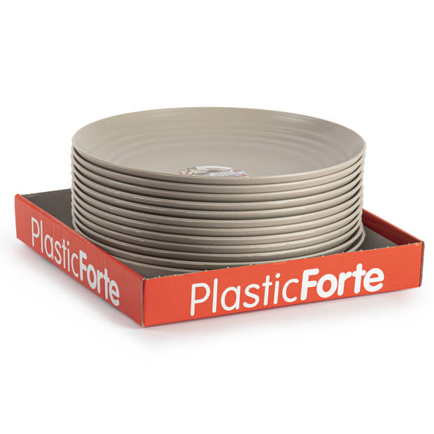 PlasticForte Rond bord/camping bord - 4x - D25 cm - beige - kunststof - Dinerborden