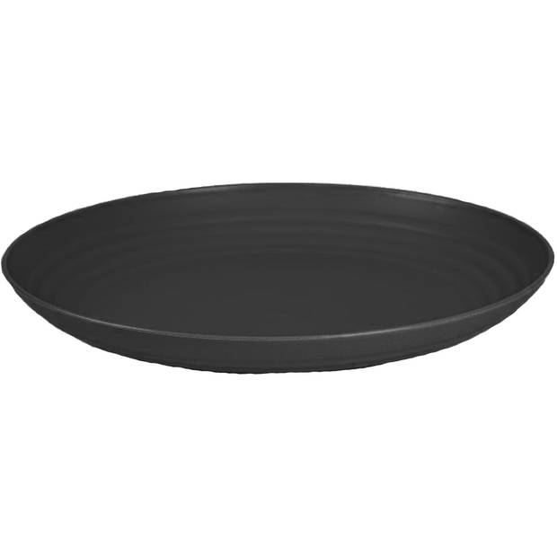 PlasticForte Rond bord/camping bord - 4x - D25 cm - zwart - kunststof - Dinerborden