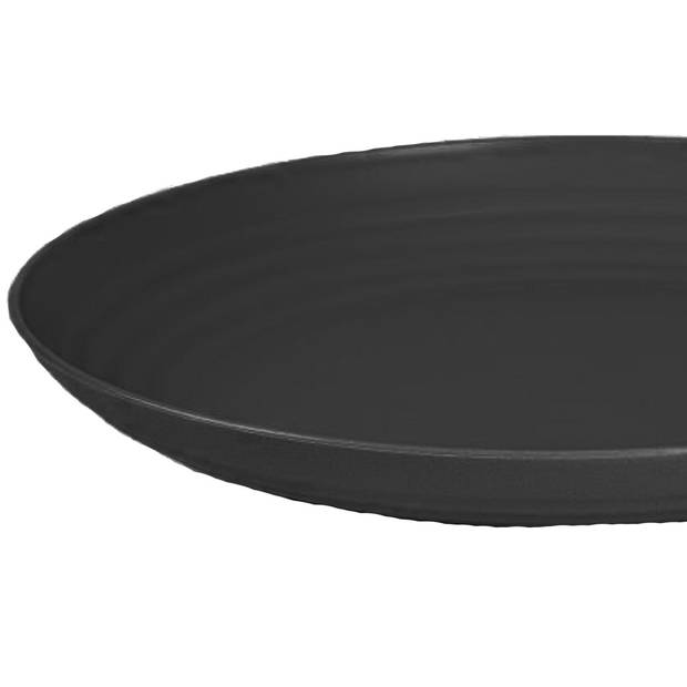 PlasticForte Rond bord/camping bord - 4x - D25 cm - zwart - kunststof - Dinerborden