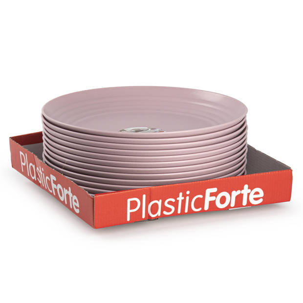 PlasticForte Rond bord/camping bord - D25 cm - lichtroze - kunststof - Dinerborden