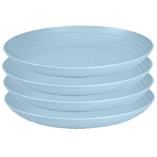 PlasticForte Rond bord/camping bord - 4x - D22 cm - ijsblauw - kunststof - Dinerborden