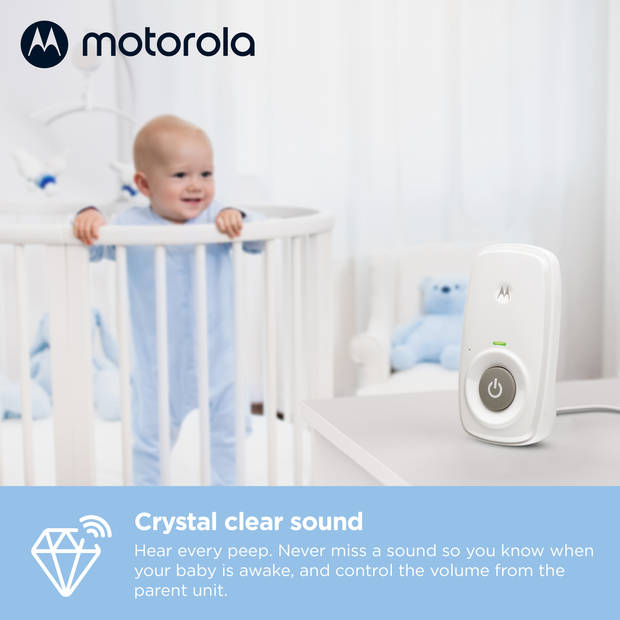 Motorola Nursery Babyfoon - AM21 Audio - Wit - Hooggevoelige Microfoon - ECO Modus - DECT Technologie - tot 300 Meter