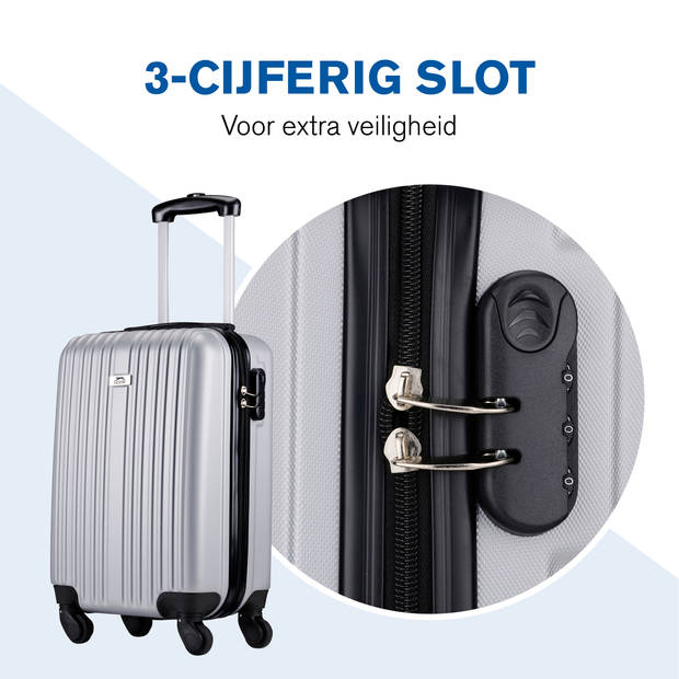 Slazenger Kofferset 2 Delig - Handbagage Trolley 26L en Ruimbagage Koffer 71L - Zilver