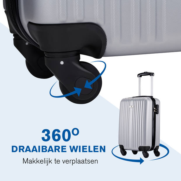 Slazenger Kofferset 2 Delig - Handbagage Trolley 26L en Ruimbagage Koffer 71L - Zilver