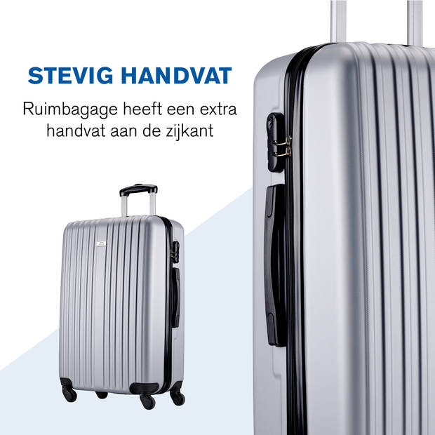 Slazenger Kofferset 2 Delig - Handbagage Trolley 26L en Ruimbagage Koffer 71L - Zilver