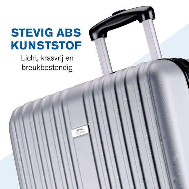 Slazenger Kofferset 2 Delig - Handbagage Trolley 26L en Ruimbagage Koffer 71L - Zilver