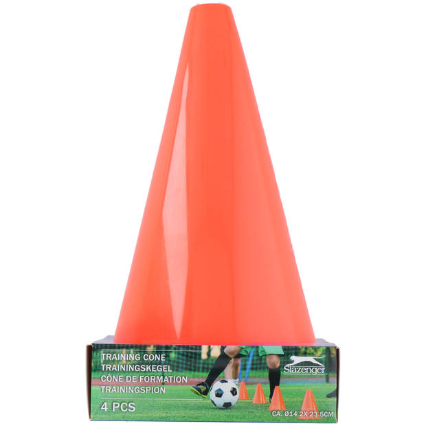 Slazenger Sport/voetbal pionnen - 4x stuks - oranje - kunststof - 14,2 x 23,5 cm - Pionnen