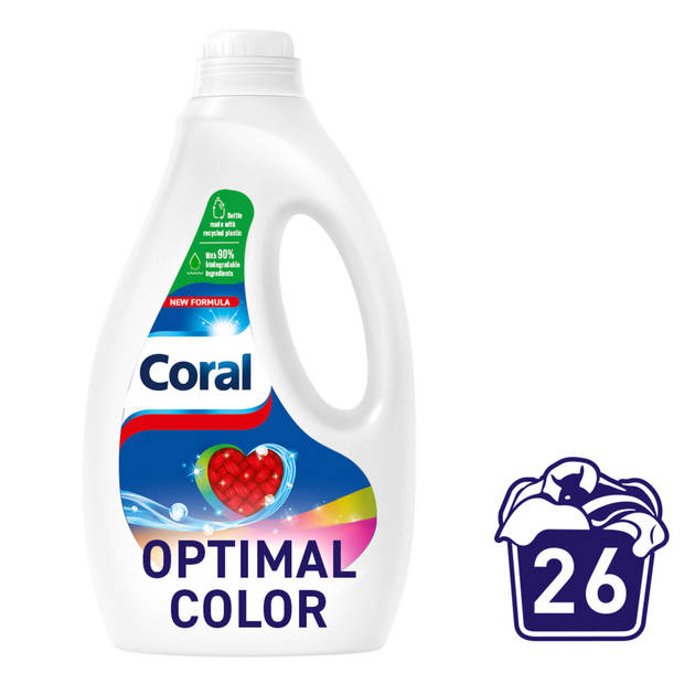 Coral - Vloeibaar Wasmiddel - Optimal Color - Voordeelverpakking 6 X 26 wasbeurten