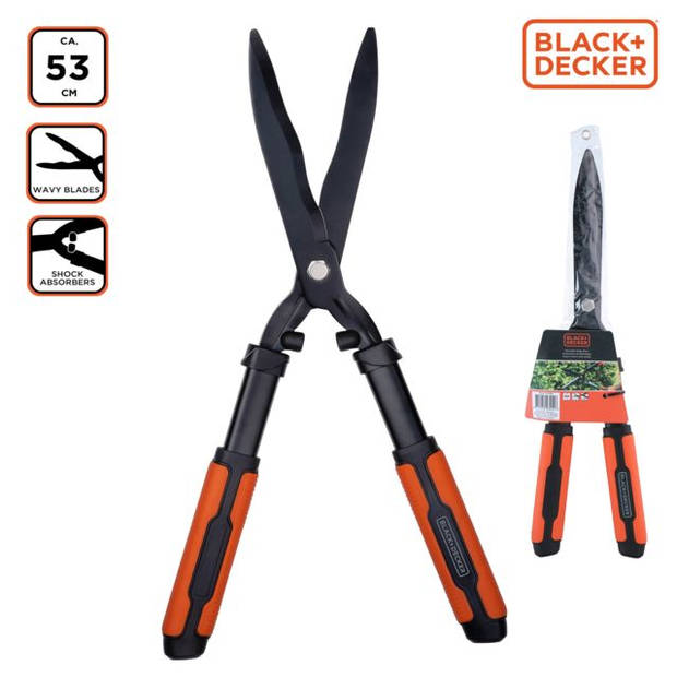 BLACK+DECKER Heggenschaar - Golvende Stalen Bladen - 53 CM - Zwart/ Oranje