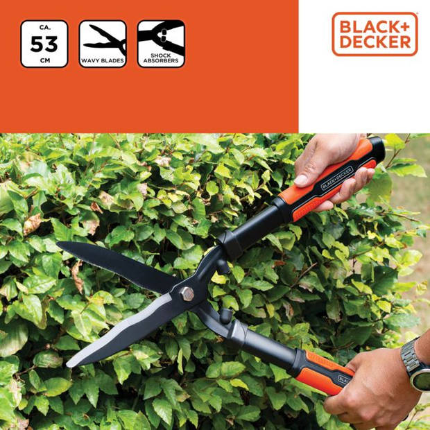 BLACK+DECKER Heggenschaar - Golvende Stalen Bladen - 53 CM - Zwart/ Oranje