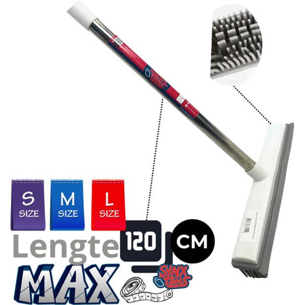 Synx Tools 2 in 1 Rubberen bezem met steel - kappersbezem - Bezem met Verstelbare Steel - Verstelbare Steel (tot 120 cm)