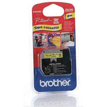 Brother M-K631BZ labelprinter-tape - 12 mm - zwart/geel