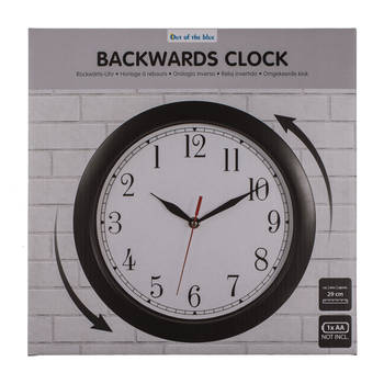 Klok die andersom loopt - Grappige klok - 29 cm - Unieke klokken - Reverse clock - Original