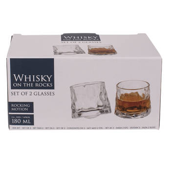 Whiskey glazen 'on the rocks' - 180ml - 2 stuks - Mooie whiskey glazen - Leuke glazen - Original