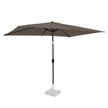 VONROC Premium Parasol Rapallo 200x300cm – Duurzame parasol - Kantelbaar – UV werend doek - Taupe – Incl. beschermhoes