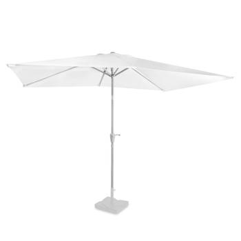 VONROC Premium Parasol Rapallo 200x300cm – Duurzame parasol - Kantelbaar – UV werend doek - Wit – Incl. beschermhoes