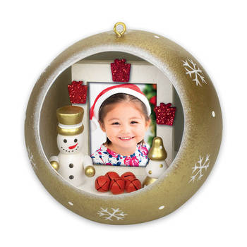 HAES DECO - Foto Kerstbal XL voor pasfoto 3,5 x 4,5 cm - Rond 10 cm - LS442HS