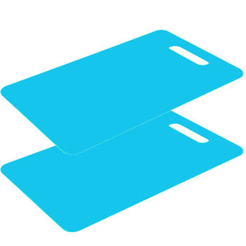 Excellent Houseware snijplank - 2x - blauw - kunststof - 24 x 15 cm - Snijplanken