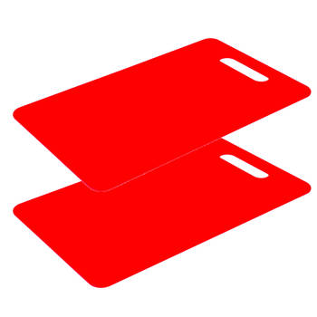 Excellent Houseware snijplank - 2x - rood - kunststof - 38 x 28 cm - Snijplanken