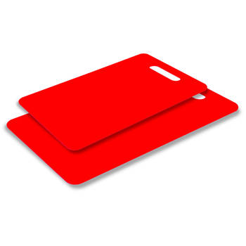 Excellent Houseware snijplank - set van 2 formaten - rood - kunststof - Snijplanken